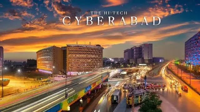 Cyberabad, Hyderabad's hi-tech district at dusk